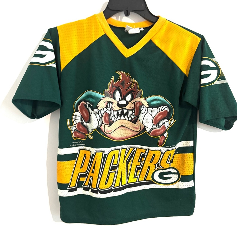 VINTAGE 90s | Green Bay Packers TAZ Football Jersey T-Shirt sz *Youth M
